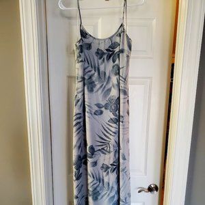 Vintage 90s Jones New York Silk Maxi Slip Dress Women's 8 Gray Floral Lined